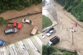 quebradas desbordadas se llevaron hasta carros