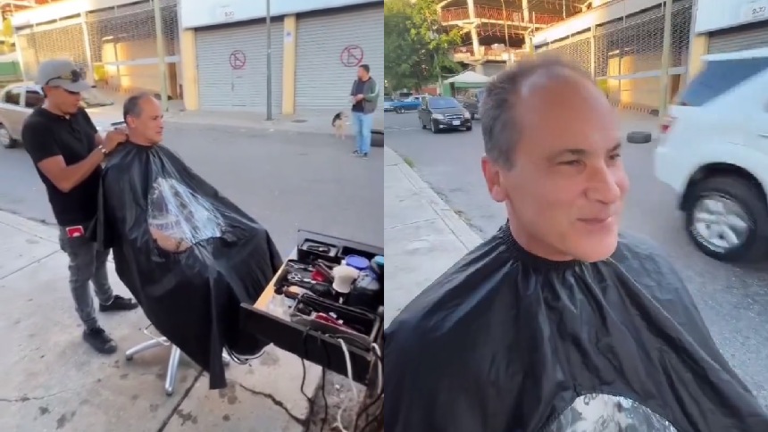 El video de Omar Vizquel al sorprender a un barbero en Caracas