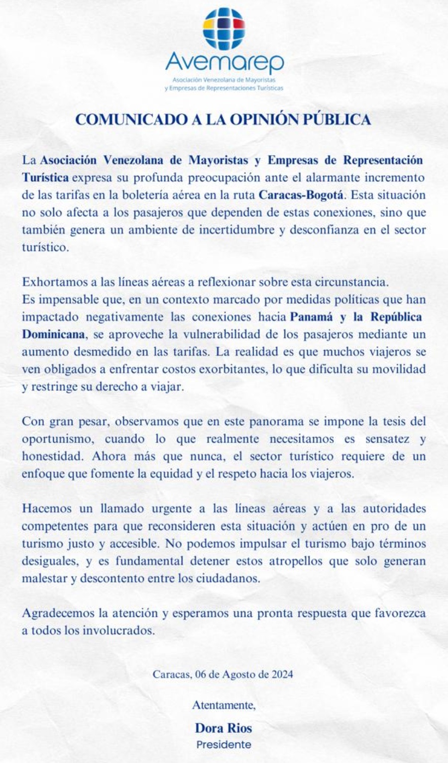 Empresas turísticas piden a aerolíneas «reflexionar» sobre altos precios de pasajes a Colombia